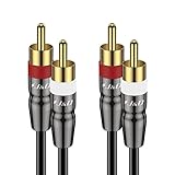 J&D Cinch Audio Kabel 7,6 m, Stereo Audio Kabel 2 x 2 Cinch für Verstärker, Lautsprecher, Stereoanlagen, Heimkino und HiFi Anlagen, Vergoldete Kupferschale