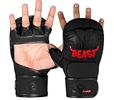 BEAST RAGE MMA-Handschuhe für Männer und Frauen, verstellbare Handgelenkstütze, offene Handfläche, Kampfsporthandschuhe, Grappling, Sparring für Muay Thai, Käfigkampf, Kampf, Taekwondo, Kickboxen, Box