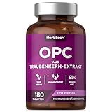 OPC Traubenkernextrakt Hochdosiert | 95% Reines OPC Grape Seed Extract Supplement | 600mg | 180 Vegane Tabletten | Horbaach