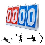mizikuu 4 Stellige Anzeigetafel, Kerbe Zähltafel Zweifarbige Sportanzeigetafel Scorebord 0-99 für Basketball Fußball Für Wettkämpfe Indoor und Outdoor Blau und Rot
