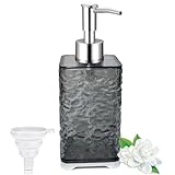 GKSCXEXE 400ml Seifenspender Grau, Kunststoff Seifenspender Bad Handseifenspender für Küche, Spüli Spender Seifenspender Plastik mit Trichter für Shampoo, Conditioner, Duschgel Spender （Quadrat）