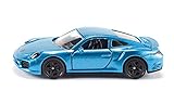 siku 1506, Porsche 911 Turbo S, Metall/Kunststoff, Blau, Spielzeugauto für Kinder, Öffenbare Türen