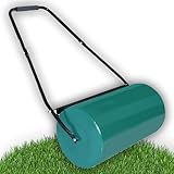 QEENTOE Rasenwalze Befüllbar mit Sand/Wasser Bis zu 46L Handwalze Gartenwalze mit Schmutzabweiser & Griff Gartenfräse Garten Walze Rasen Ackerwalze Walzenrolle Zum Planieren - Grün