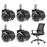 Bürostuhl Rollen, Bürostuhl Ersatz - 2 Zoll Stuhlrollen Ersetzt,Schwere, 5x Leise Keine Kratzer Reibungslos Und Sichere Rollrollen Für Alle Etagen, Hartholz Und Teppich, Möbel