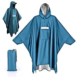 Apritsce Regenponcho für Erwachsene, Regenjacken Wasserdichter mit Kapuze Taschen Reflexstreifen, 3-in-1 Multifunktions Leichter Regen Poncho für im Freien Camping Wandern Angeln (Blau)