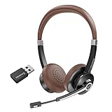 Conambo Bluetooth Headset mit Mikrofon,Kabelloses Headset mit Mikrofon mit HD Stereo Sound & 25 Stunden Spielzeit,Headset Bluetooth 5.0 mit USB-A Dongle für Laptop/PC/Mac-DSP Geräuschunterdrückung