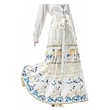 AEETYL Hanfu-Rock für Damen im chinesischen Stil mit Pferdegesicht, Elegante, Retro-Moderne Verbesserung für Frühling und Sommer, täglicher großer Faltenrock Mamianqun,Skirt,M