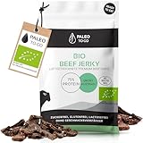 PALEO TO GO Beef Jerky [100% BIO] 75% High Protein Bio Rindfleisch [Made in Austria] luftgetrocknet ohne Konservierungsstoffe Protein Biltong Snack Trockenfleisch 8x 30g Fleisch Snacks Protein Chips