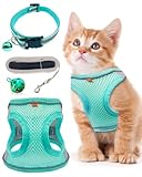 Mooshy Katzengeschirr mit Leine Ausbruchsicher, Softgeschirr für Katzen Geschirr Cat Harness mit Reflektierenden Streifen Anti Zug Sicherheitsgeschirr Katzenleine für Kleine Hunde Katzen (XXS)