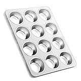 Joyfair Muffinform, Edelstahl Muffinblech für 12 Muffins, Muffinbackformen 35 x 27cm, Muffin Backform für Cupcakes, Brownies, Pudding, Kuchen, Ungiftig & Gesund, Backofen & Spülmaschinenfest