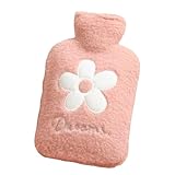 YUVKIN Wärmflasche mit Strickbezug, Mini-Wärmbeutel zur Schmerzlinderung, kleine auslaufsichere Wärmflasche mit abnehmbarem Bezug, für Frauen, Kinder, Taille, Rücken, Nacken, Schultern (500 ml)