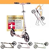 SIX DEGREES Aluminium Scooter mit Klappmechanismus u. Ständer, 205 mm, höhenverstellbarer Cityroller für Kinder und Erwachsene, Roller in Blossom pink, TESTSIEGER