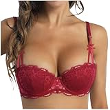 Pamqsen Dirndl BH Damen Push Up Große Größen Balconette Spitze BHS mit Bügel Sexy Dirndl-BH Dirndlbluse Weiß Schwarz Klassische Damen-BHS Bequem Weich Still-BH