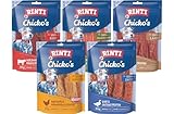 arelf Bundle RINTI Chicko’s Hundesnacks Mix 5 Sorten 360g | luftgetrocknete Fleischstreifen als Trainingssnack & Belohnung | ohne Zucker & Soja | Lamm, Rind, Kaninchen, Huhn, Ente