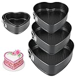 PCXWTLN 3 Stück Backform Herz, 20/22/24cm Kuchenform Set, Springform kuchenform, Abnehmbarer Flachboden, Tortenform Zum Backen Verschiedener Kuchen UNT Brot (3 Stück)