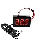 FBBULES Mini Digital Thermometer mit Sonde Temperaturüberwachung für Kühlschrank Aquarium 12V Led Temperature Meter Detector,Rot