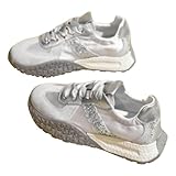 Generisch Freizeitschuhe Damen Sportlich, Sneaker Damen Mit Breiten Schnürsenkel, Walkingschuhe Weich Leicht, Laufschuhe rutschfest, Sportschuhe Einfarbig, Outdoorschuhe Kunstleder, Halbschuhe