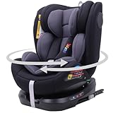 YALION i-Size Kindersitz (0-36 kg) mit 360° Drehung, ISOFIX & Top Tether | Für Kinder 40-150 cm (0-12 Jahre)-Grey