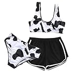 Baby Girl in Cow Druck Hosenträger Sommershorts 3PCs Bikini Bademantel Schutz Set