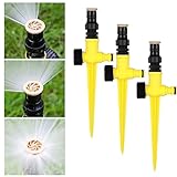 Rasensprenger 360° Automatische Drehbarer Gartensprenger Garten Sprinkler, 3Pcs Garten Rasensprenger, Wassersprenger Einstellbar Bewässerungssystem für Rasen Pflanzen Gemüse Blumen Pastorale