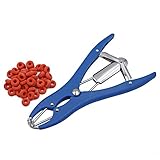 MUALROUS Tierkastrationszange Schwanzschneider Kastrationsband Schwein Rinder Schaf Ziege Kastrationsgerät mit 100 Gummiringen Tierarzt-Chirurgisches Werkzeug (Tierkastrationszange)