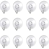 ALLBASA Wandhaken mit Saugnapf, kleine Saugnäpfe aus Kunststoff mit rundem Haken, für Badezimmer und Küche, Haken mit Saugnäpfen (12)