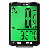 Lixada Fahrradcomputer Drahtloser multifunktionaler LCD-Bildschirm Fahrrad Regendichter Tachometer Kilometerzähler 2,8 Zoll Wasserdicht mit Temperatur, Stoppuhr, Kalorienverbrauch