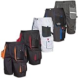 Art.Master Arbeitsshorts Herren Anthrazit/Blau Größe 52 - Bequeme Kurze Berufshose mit Stretch Einsatz und 8 Taschen Cargotasche - Männer Arbeitshose für BAU Logistik Heimwerker Werkstatt Handwerk