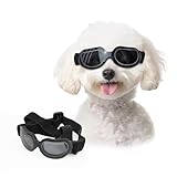 Enjoying Hundebrille für Kleine Hunde Sonnenbrille UV-Schutz Schneesicher Winddicht Gläser mit flexiblen Riemen für Welpen Katzen, Schwarz