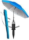 4smile Sonnenschirm Strand SunnyJoy 3-IN-1-SET, Fb. Blau - Strandschirm Ø 180 cm + Bodenhülse + Schutzhülle - Strandschirm windfest stabil, Strandschirm mit UV-Schutz 50+