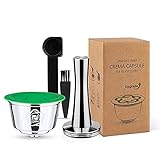 Wiederverwendbare Kaffeekapseln für Dolce Gusto, Kapsel, Edelstahl-Filter für süßen Geschmack, wiederverwendbar, Filter + Kaffee Tamper+ Löffel + Bürste