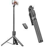 RISEOFLE 180cm Handy Stativ & Selfie Stick, Aluminium Integriertes Ausziehbares Stativ für Smartphone, Tragbarer Reisestativ-Ständer mit drahtloser Fernbedienung für iPhone/Samsung/Android/Kamera