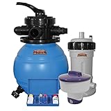 MAUK® Poolset Sandfilteranlage 90W | 4000 Liter/h mit Chlorverteiler & Wassertester Kit für pH, Chlor oder Brom Wertmessung