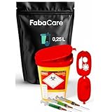 Kanülenabwurfbehälter 0,25 Liter von FabaCare, Entsorgungsbehälter für Kanülen, Spritzen und Nadeln