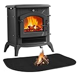 Silkwish Feuerfeste Kaminmatte 80 x 50 cm - Feuerfeste Unterlage für Kaminofen & Holzöfen - Hitzebeständige Funkenschutzplatte bis 1200°C - Schwarz Brandschutzmatte Zum Schutz des Bodens Vor Funken