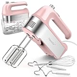 HaooAir 450W Elektrischer Handmixer, 5-Gang-Handmixer mit Messbecher-Aufbewahrungsbox, 5 Edelstahl-Zubehörteilen, Turbo-Funktion, Auswurftaste, Küchenmixer zum Backen und Kochen