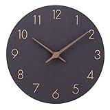 ACCSHINE MDF Holz Wanduhr Ohne TickgeräUsche Lautlos Modern 30cm Quarz Groß Batterie Betriebene Wanduhr Einfach zu Lesen für Zimmer Zuhause KüChe Schlafzimmer BüRo Schule (Schwarz)