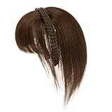 Schwarze Kunsthaarperücken mit falschen Ponys, Stirnband-Design, natürliche Haarlinien, Haarteil, synthetisch, falsch