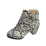 Kurze Stiefeletten im Britischen Stil mit Reißverschluss für Damen, Elegante und Bequeme Winter-Stiefeletten mit Leopardenmuster und Dickem Absa