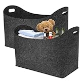 Filz für Brennholz, Kaminholzkorb - Set mit 2 Halterungen für Holzscheite, klappbarer Holzhalter, Organizer für Haushaltsspielzeug mit Griff zum Transport von Spielzeug p