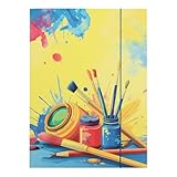 Idena 11194 - Sammelmappe A3 mit Kunst-Motiv, Dokumentenmappe aus robuster Pappe, Postmappe mit Innenklappen und Gummizugverschluss