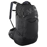 EVOC TRAIL PRO BLACKLINE 26 Protektorrucksack (leichter Rucksack mit Rückenprotektor, inkl. Trinkblasenfach, optimaler Sitz, S/M), Schwarz