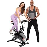 Miweba Sports Profi Indoor Cycling Bike MS200 | 13 Kg Schwungmasse - Traglast 100 Kg - Fitness Heimtrainer Fahrrad - Pulsmessung - Stufenfreie Widerstandsverstellung - Speedbike - Ergometer (Schwarz)