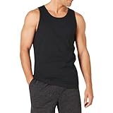 Amazon Essentials Herren Tanktop, Schmale Passform, Schwarz, L