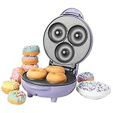 Petra Mini-Doughnut-Maschine, 550W, Einfach zu Reinigen & Antihaftplatten, Macht Gleichzeitig 3 Mini-Donuts, Kreieren Sie Vegane-, Frühstücks-, Matcha- & Eisdonuts, Pastelllila
