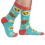 XIXIMAON Modische Socken für Damen und Herren, Unisex, Buchstaben-Kontrastsocken, Herbst und Winter, Freizeit-Baumwollsocken, Blau-orangefarbenes Huhn, One size