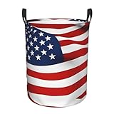 Jcvytsdlk Wäschekorb mit Griffen, Größe S, 38L, wasserdicht, faltbar, Wäschesammler, Aufbewahrungskorb, Kleiderkorb für Wäsche, Raumzubehör - Flagge patriotisch, Schwarz