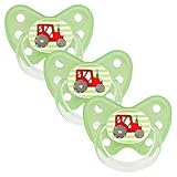 dentistar Silikon Schnuller 3er-Set - Größe 3, ab 14 Monate - Zahn- & kieferfreundlicher Nuckel mit Dental-Stufe – BPA-frei – Made in Germany - Trecker, Grün