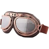 Motorradbrille Retro, Motorrad Brillen, Winddicht Fliegerbrille, Winddicht Fliegerbrille, Bikerbrille, Winddicht, Herren Crossbrille Motocrossbrille für Motorcycle Bike Outdoor-Sportarten (Braun)