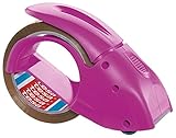 tesapack Abroller Pack' n' Go - Ergonomischer, pinker Handabroller für Paketbänder - Inklusive 50 m x 48 mm Klebeband